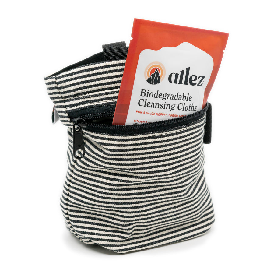 Allez Travel Essential Pack - One 2.5 oz Hand Sanitizer & Five Full Size Biodegradable Wipes